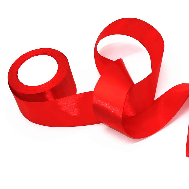 Model Worker 2" Wide Solid Single Face Satin Ribbon 25 Yards for Wedding Details, Sewing Projects, Gift Wrapping, Invitation Embellishments and Crafting Projects (Red) - Image 2